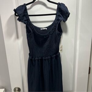 Devoted Navy Blue Smocked Dress Medium